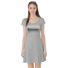 Grey And White Simulated Carbon Fiber Short Sleeve Skater Dress by PodArtist