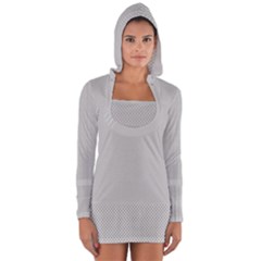 Grey And White Simulated Carbon Fiber Long Sleeve Hooded T-shirt by PodArtist