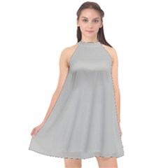 Grey And White Simulated Carbon Fiber Halter Neckline Chiffon Dress  by PodArtist