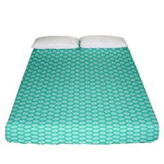 Tiffany Aqua Blue With White Lipstick Kisses Fitted Sheet (california King Size) by PodArtist