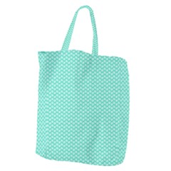 Tiffany Aqua Blue With White Lipstick Kisses Giant Grocery Zipper Tote by PodArtist