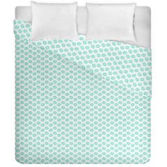 Tiffany Aqua Blue Lipstick Kisses On White Duvet Cover Double Side (california King Size) by PodArtist