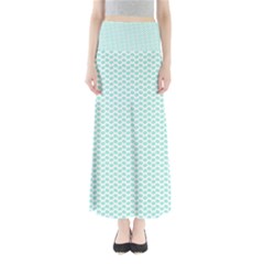 Tiffany Aqua Blue Lipstick Kisses On White Full Length Maxi Skirt by PodArtist