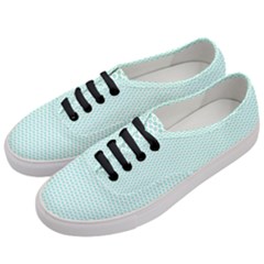 Tiffany Aqua Blue Lipstick Kisses On White Women s Classic Low Top Sneakers by PodArtist