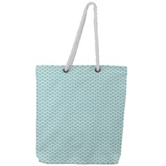 Tiffany Aqua Blue Lipstick Kisses On White Full Print Rope Handle Tote (large) by PodArtist