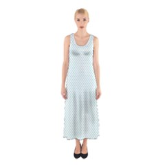 Tiffany Aqua Blue Candy Polkadot Hearts On White Sleeveless Maxi Dress by PodArtist