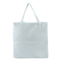 Tiffany Aqua Blue Candy Polkadot Hearts On White Grocery Tote Bag by PodArtist