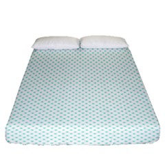 Tiffany Aqua Blue Candy Polkadot Hearts on White Fitted Sheet (Queen Size)