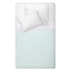 Tiffany Aqua Blue Candy Polkadot Hearts On White Duvet Cover (single Size) by PodArtist