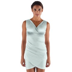 Tiffany Aqua Blue Candy Polkadot Hearts On White Wrap Front Bodycon Dress by PodArtist