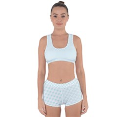 Tiffany Aqua Blue Candy Polkadot Hearts On White Racerback Boyleg Bikini Set by PodArtist