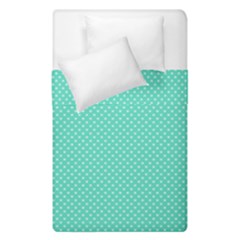 White Polkadot Hearts On Tiffany Aqua Blue  Duvet Cover Double Side (single Size) by PodArtist