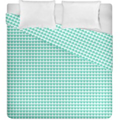 Tiffany Aqua Blue Candy Hearts On White Duvet Cover Double Side (king Size) by PodArtist