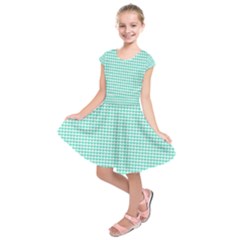 Tiffany Aqua Blue Candy Hearts On White Kids  Short Sleeve Dress by PodArtist