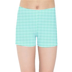 Tiffany Aqua Blue Candy Hearts On White Kids Sports Shorts by PodArtist