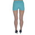 Tiffany Aqua Blue Puffy Quilted Pattern Skinny Shorts View2