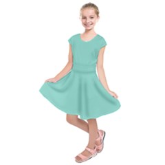 Tiffany Aqua Blue Puffy Quilted Pattern Kids  Short Sleeve Dress