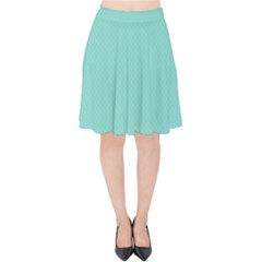 Tiffany Aqua Blue Puffy Quilted Pattern Velvet High Waist Skirt