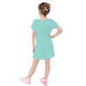 Tiffany Aqua Blue Puffy Quilted Pattern Kids  Short Sleeve Velvet Dress View2