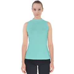 Tiffany Aqua Blue Puffy Quilted Pattern Shell Top