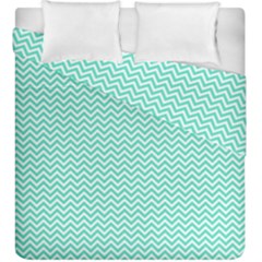 Tiffany Aqua Blue Chevron Zig Zag Duvet Cover Double Side (king Size)