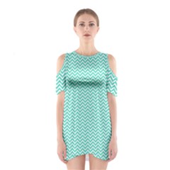 Tiffany Aqua Blue Chevron Zig Zag Shoulder Cutout One Piece