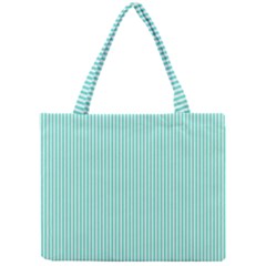 Classy Tiffany Aqua Blue Sailor Stripes Mini Tote Bag by PodArtist