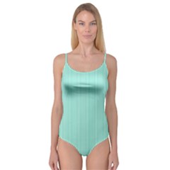 Classy Tiffany Aqua Blue Sailor Stripes Camisole Leotard 