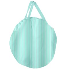 Classy Tiffany Aqua Blue Sailor Stripes Giant Round Zipper Tote by PodArtist