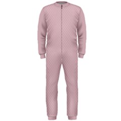 Baby Pink Stitched And Quilted Pattern Onepiece Jumpsuit (men) 