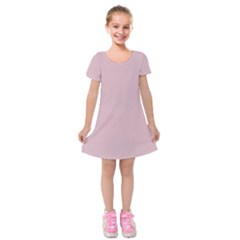 Baby Pink Stitched And Quilted Pattern Kids  Short Sleeve Velvet Dress by PodArtist