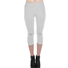 Bright White Stitched And Quilted Pattern Capri Leggings  by PodArtist