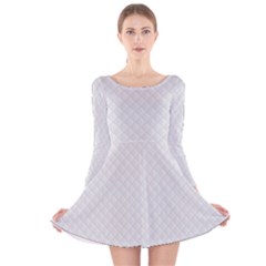 Bright White Stitched And Quilted Pattern Long Sleeve Velvet Skater Dress by PodArtist