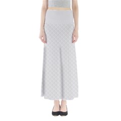 Bright White Stitched And Quilted Pattern Full Length Maxi Skirt by PodArtist