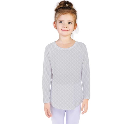 Bright White Stitched And Quilted Pattern Kids  Long Sleeve Tee by PodArtist