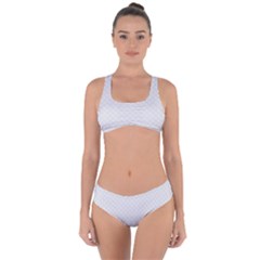 Bright White Stitched And Quilted Pattern Criss Cross Bikini Set by PodArtist