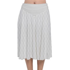 Bright White Stitched And Quilted Pattern Velvet Flared Midi Skirt by PodArtist