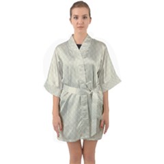 Rich Cream Stitched And Quilted Pattern Quarter Sleeve Kimono Robe by PodArtist