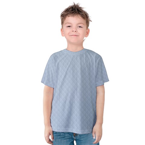 Powder Blue Stitched And Quilted Pattern Kids  Cotton Tee by PodArtist