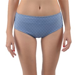 Powder Blue Stitched And Quilted Pattern Reversible Mid-waist Bikini Bottoms by PodArtist