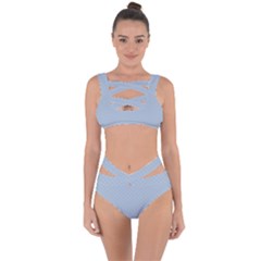 Powder Blue Stitched And Quilted Pattern Bandaged Up Bikini Set  by PodArtist