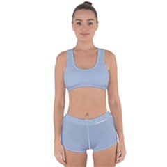 Powder Blue Stitched And Quilted Pattern Racerback Boyleg Bikini Set by PodArtist