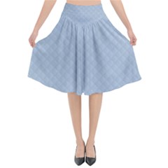 Powder Blue Stitched And Quilted Pattern Flared Midi Skirt by PodArtist
