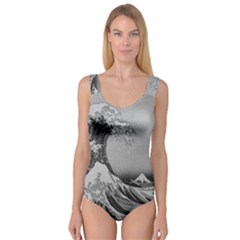 Black And White Japanese Great Wave Off Kanagawa By Hokusai Princess Tank Leotard  by PodArtist