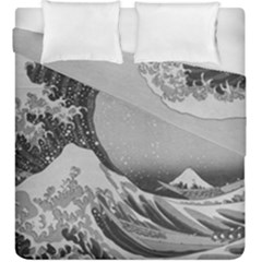 Black And White Japanese Great Wave Off Kanagawa By Hokusai Duvet Cover Double Side (king Size) by PodArtist