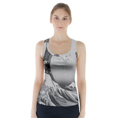 Black And White Japanese Great Wave Off Kanagawa By Hokusai Racer Back Sports Top by PodArtist