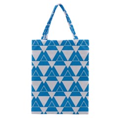 Blue & White Triangle Pattern  Classic Tote Bag by berwies