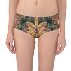 Beautiful Filigree Oxidized Copper Fractal Orchid Mid-waist Bikini Bottoms