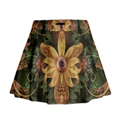 Beautiful Filigree Oxidized Copper Fractal Orchid Mini Flare Skirt by jayaprime