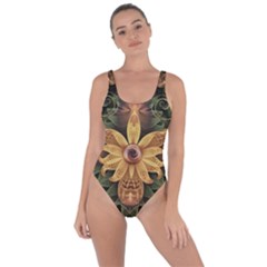 Beautiful Filigree Oxidized Copper Fractal Orchid Bring Sexy Back Swimsuit by jayaprime